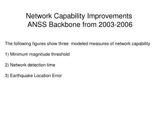 The following figures show three modeled measures of network capability
