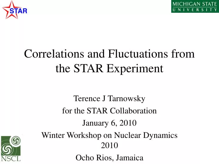 correlations and fluctuations from the star experiment