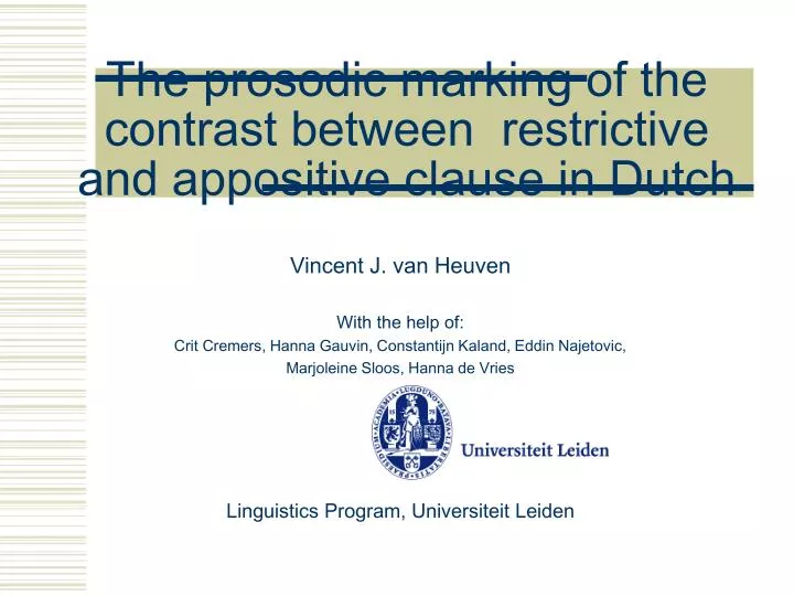 the prosodic marking of the contrast between restrictive and appositive clause in dutch