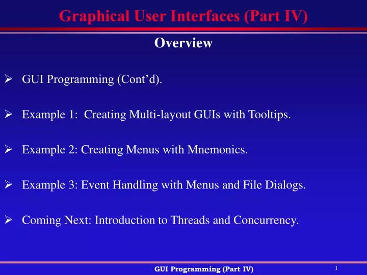 graphical user interfaces part iv