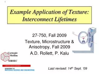 Example Application of Texture: Interconnect Lifetimes