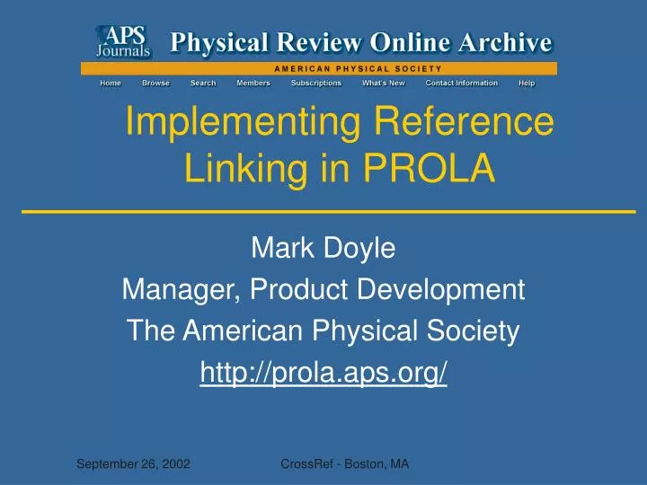 implementing reference linking in prola