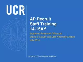 AP Recruit Staff Training 14-15AY