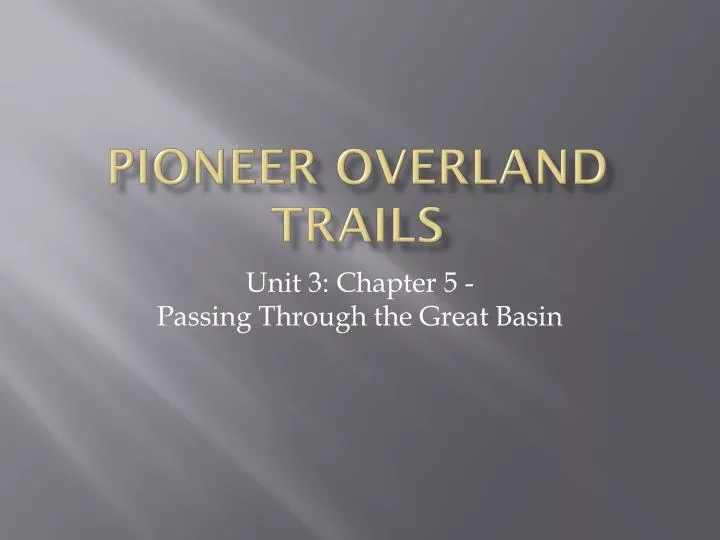 pioneer overland trails