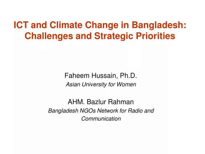 ict and climate change in bangladesh challenges and strategic priorities