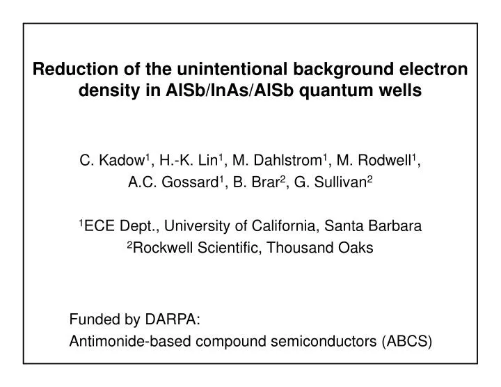 reduction of the unintentional background electron density in alsb inas alsb quantum wells