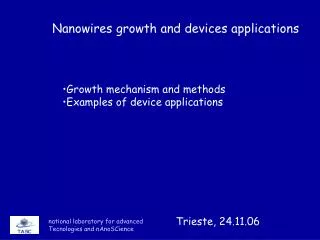 national laboratory for advanced Tecnologies and nAnoSCience