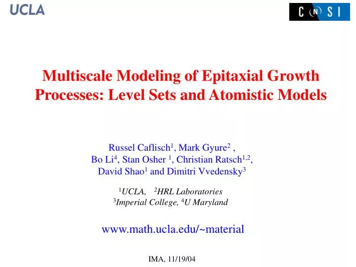 multiscale modeling of epitaxial growth processes level sets and atomistic models