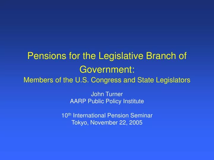 pensions for the legislative branch of government members of the u s congress and state legislators