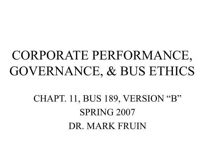corporate performance governance bus ethics