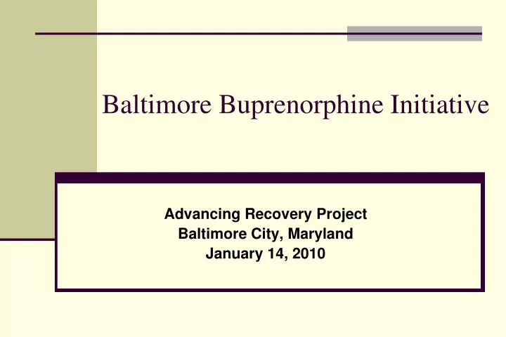 baltimore buprenorphine initiative