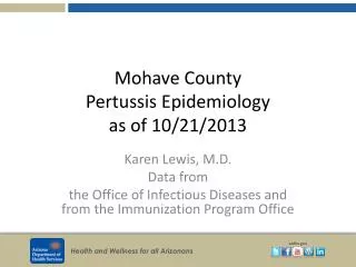 Mohave County Pertussis Epidemiology as of 10/21/2013