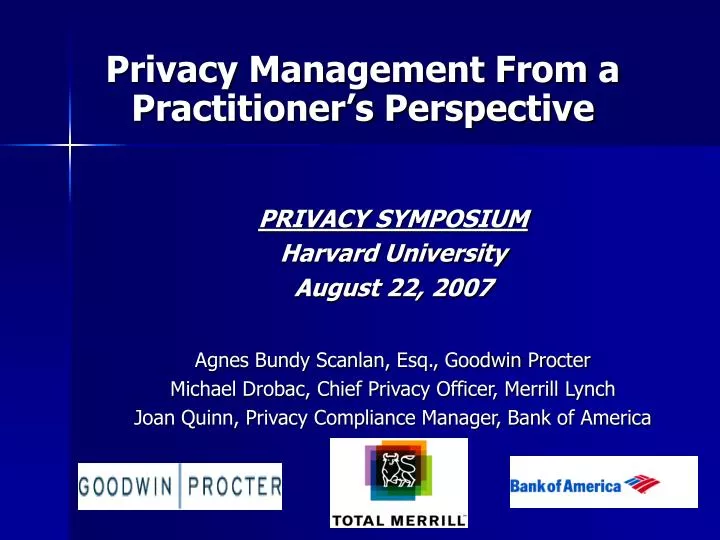 privacy management from a practitioner s perspective
