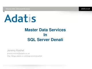 Master Data Services In SQL Server Denali