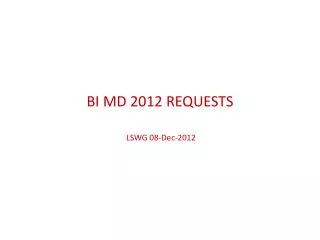 BI MD 2012 REQUESTS LSWG 08-Dec-2012