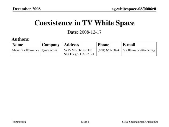 coexistence in tv white space