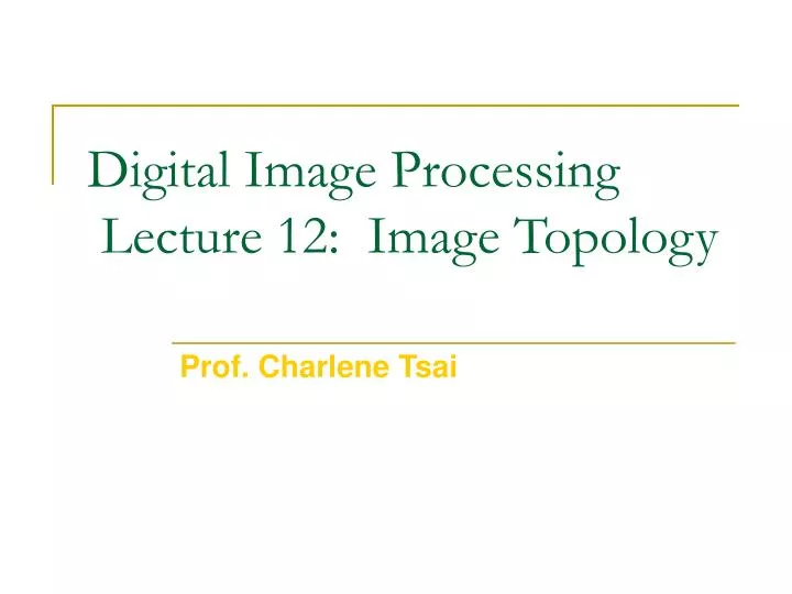 digital image processing lecture 12 image topology