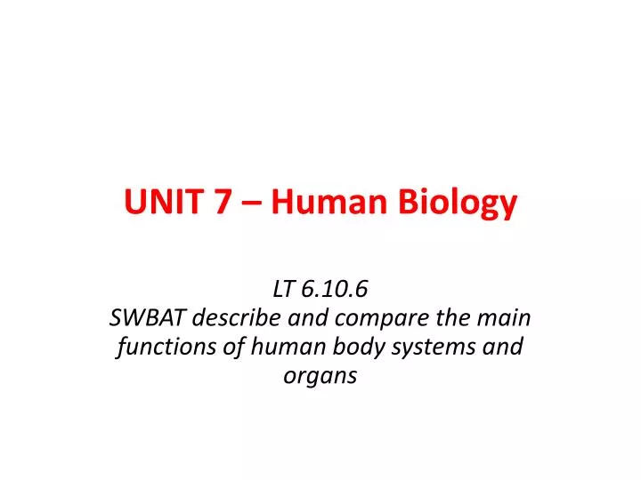 unit 7 human biology