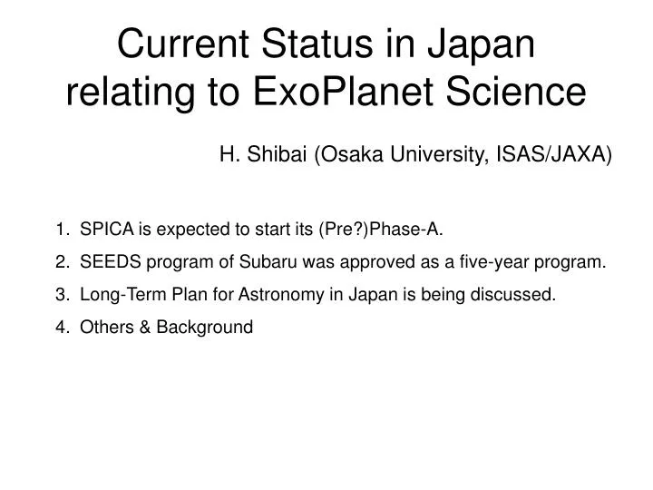 current status in japan relating to exoplanet science