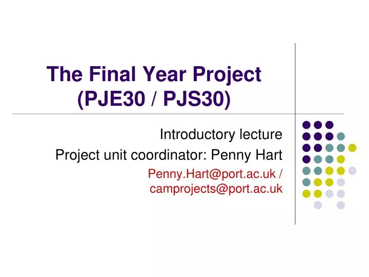 the final year project pje30 pjs30