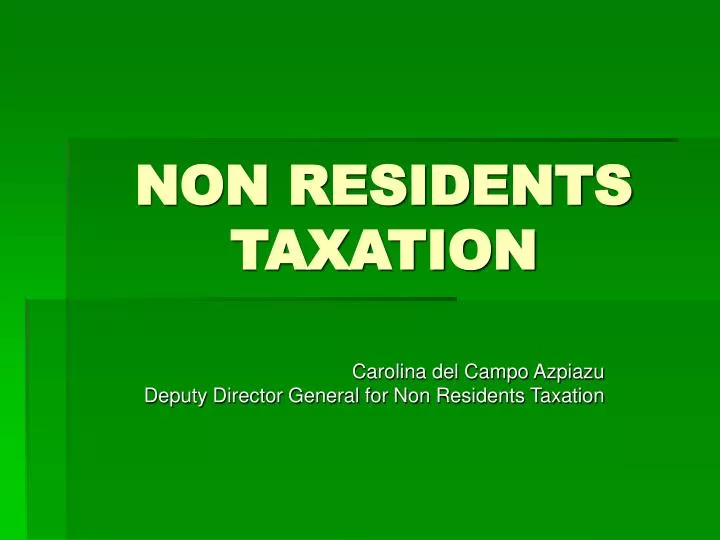 non residents taxation