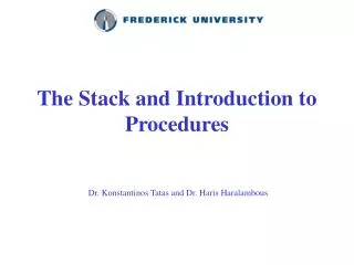 The Stack and Introduction to Procedures