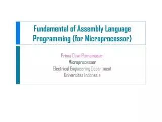 Fundamental of Assembly Language Programming (for Microprocessor)