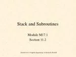 Stack and Subroutines - slide 1