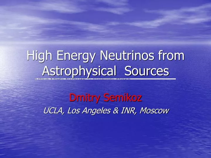 high energy neutrinos from astrophysical sources