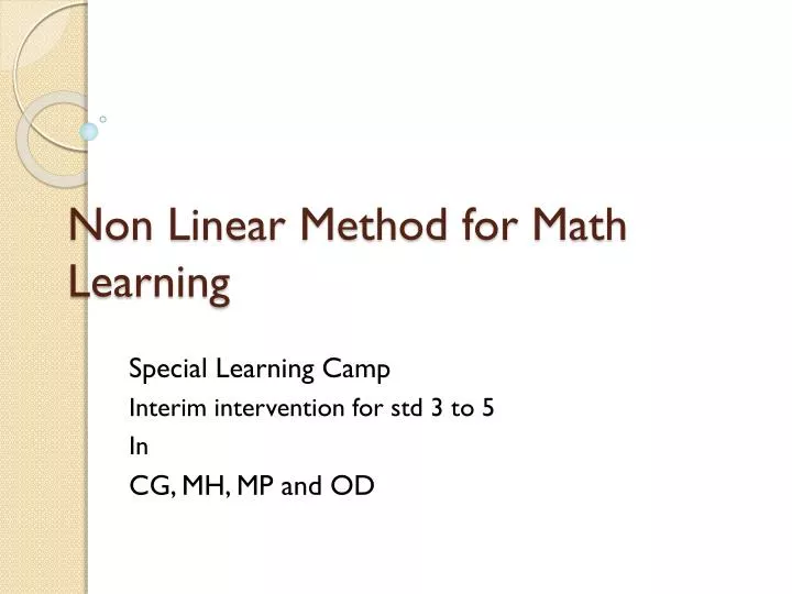 non linear method for math learning