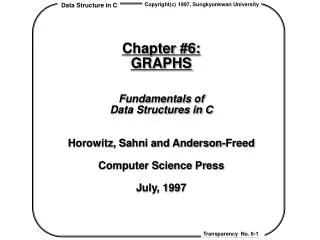 Chapter #6: GRAPHS Fundamentals of Data Structures in C Horowitz, Sahni and Anderson-Freed
