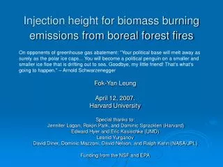 Injection height for biomass burning emissions from boreal forest fires