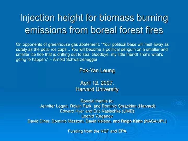 injection height for biomass burning emissions from boreal forest fires