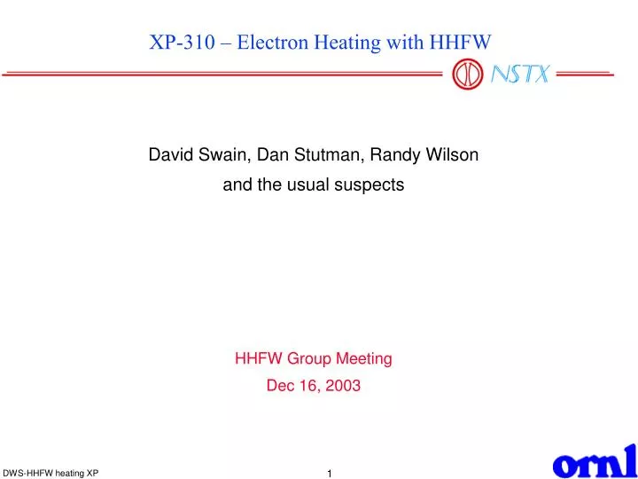 xp 310 electron heating with hhfw
