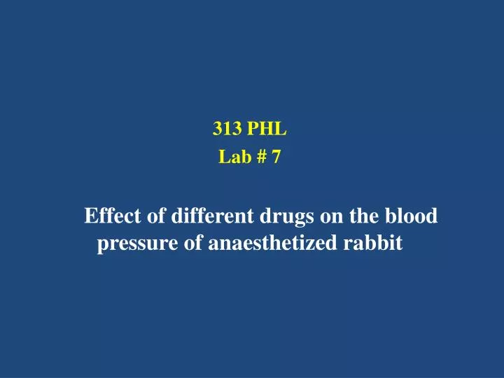 313 phl lab 7 effect of different drugs on the blood pressure of anaesthetized rabbit