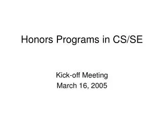 Honors Programs in CS/SE