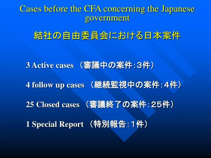cases before the cfa concerning the japanese government