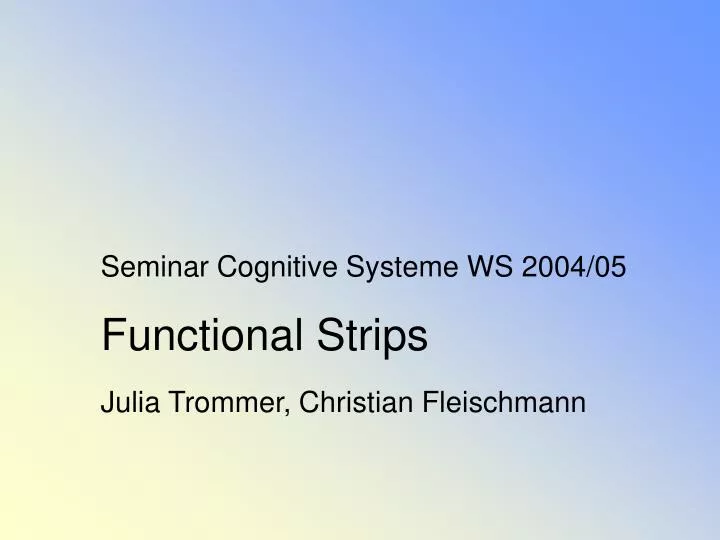 seminar cognitive systeme ws 2004 05 functional strips julia trommer christian fleischmann