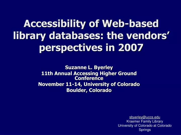 accessibility of web based library databases the vendors perspectives in 2007
