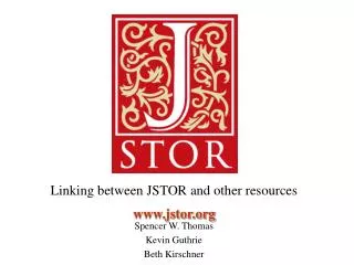 Linking between JSTOR and other resources