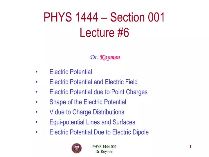 phys 1444 section 001 lecture 6