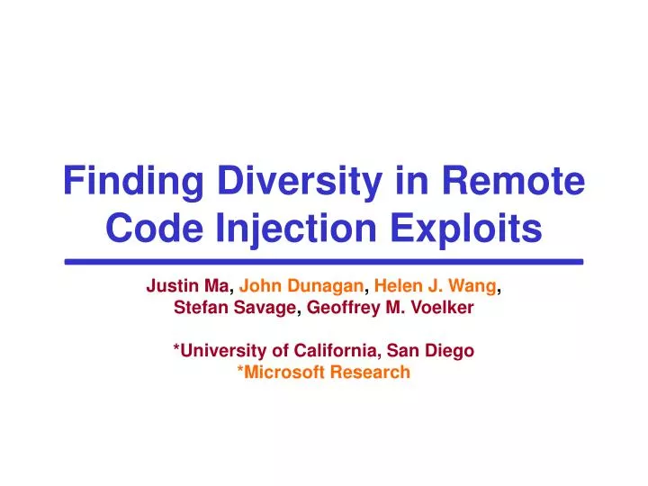 finding diversity in remote code injection exploits