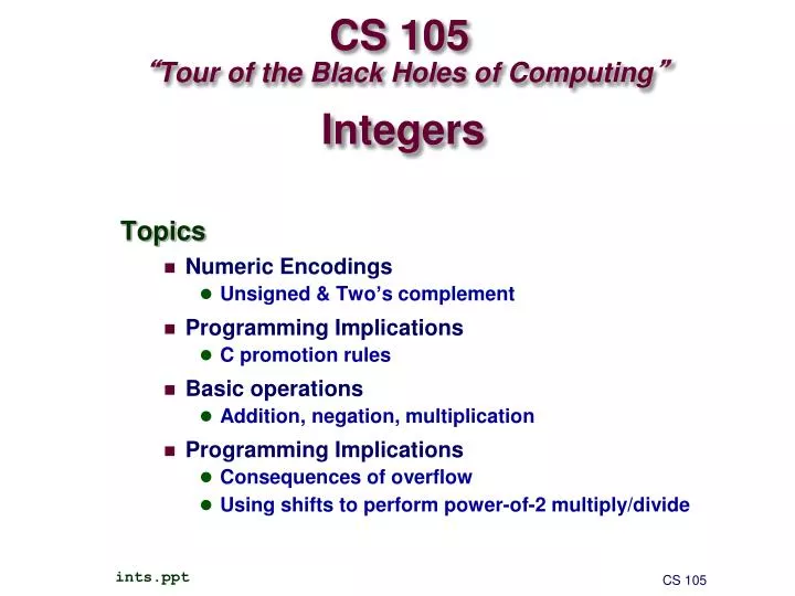 cs 105 tour of the black holes of computing