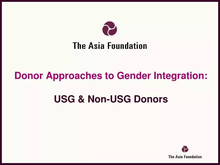 donor approaches to gender integration usg non usg donors