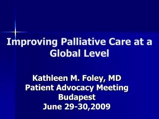 Improving Palliative Care at a Global Level