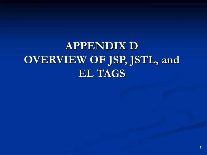 appendix d overview of jsp jstl and el tags