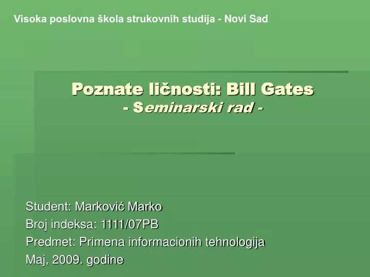 poznate li nosti bill gates s eminarski rad