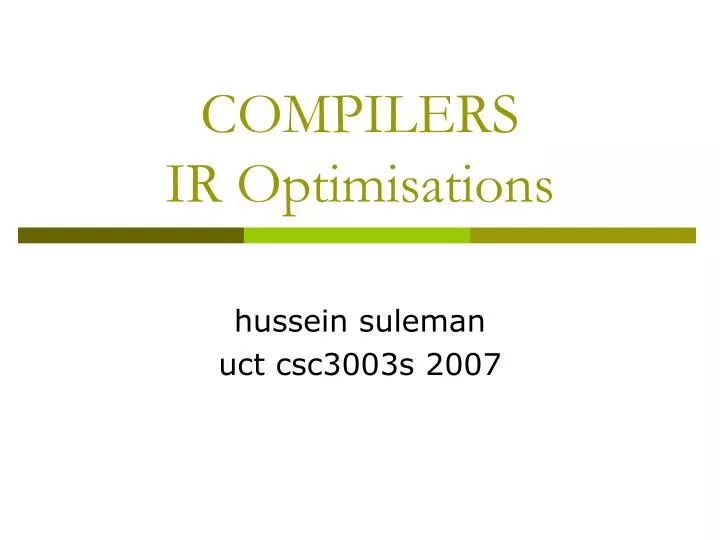 compilers ir optimisations