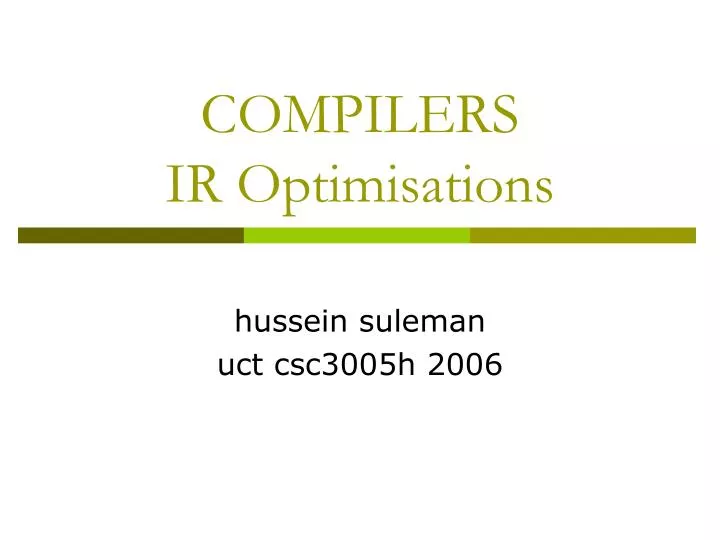 compilers ir optimisations