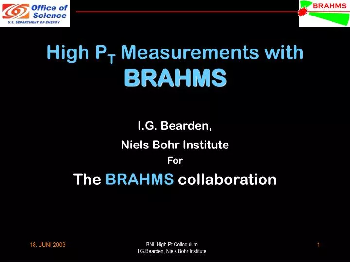 high p t measurements with brahms